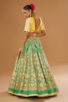 Shop_I Am Design_Green Silk Embroidery, Mirrors, Sequins Sweetheart Blossom Print Lehenga Set _at_Aza_Fashions