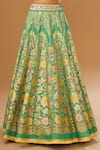 Buy_I Am Design_Green Silk Embroidery, Mirrors, Sequins Sweetheart Blossom Print Lehenga Set _Online_at_Aza_Fashions