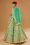 Shop_I Am Design_Green Silk Mirrors, Embroidery, Sequins Sweetheart Neck, Petal Print Lehenga Set _at_Aza_Fashions