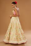 Shop_I Am Design_Ivory Silk Embroidery, Foil Printing, Mirrors, Sequins Petal Lehenga Set _at_Aza_Fashions