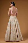 Shop_I Am Design_Ivory Silk Embroidery, Mirrors, Sequins Sweetheart Bouquet Print Lehenga Set _at_Aza_Fashions