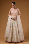Buy_I Am Design_Ivory Silk Embroidery, Mirrors, Sequins Sweetheart Bouquet Print Lehenga Set _at_Aza_Fashions