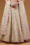 Shop_I Am Design_Ivory Silk Embroidery, Mirrors, Sequins Sweetheart Bouquet Print Lehenga Set _Online_at_Aza_Fashions