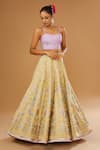 Shop_I Am Design_Gold Silk Foil Printing, Gota Patti, Embroidery, Bouquet Lehenga And Shirt Set _Online_at_Aza_Fashions