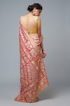 Shop_I Am Design_Pink Silk Zari, Embroidery, Mirrors, Sequins Floral Print Saree With Blouse _at_Aza_Fashions