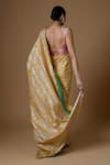 Shop_I Am Design_Yellow Silk Embroidery, Mirrors, Sequins Floral Print Saree With Blouse _at_Aza_Fashions
