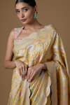 Buy_I Am Design_Yellow Silk Embroidery, Mirrors, Sequins Floral Print Saree With Blouse _Online_at_Aza_Fashions