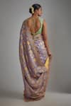 Shop_I Am Design_Purple Silk Zari, Embroidery, Mirrors, Sequins Flower Print Saree With Blouse _at_Aza_Fashions