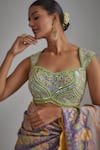 Buy_I Am Design_Purple Silk Zari, Embroidery, Mirrors, Sequins Flower Print Saree With Blouse _Online_at_Aza_Fashions