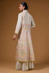 Shop_I Am Design_Ivory Silk Embroidery, Sequins, Mirrors Open Neck, Floral Print Jacket Skirt Set _at_Aza_Fashions