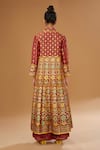 Shop_I Am Design_Red Silk Embroidery, Mirrors, Sequins Open Neck, Floral Print Jacket Palazzo Set _at_Aza_Fashions