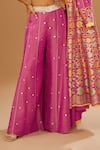 Buy_I Am Design_Pink Silk Embroidery, Mirrors, Sequins Open Neck, Flora Print Jacket Palazzo Set _Online_at_Aza_Fashions