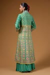 Shop I Am Design Green Silk Embroidery, Mirrors, Sequins Flower Print Anarkali Jacket Skirt Set at Aza Fashions Shop_I Am Design_Green Silk Embroidery, Mirrors, Sequins Flower Print Anarkali Jacket Skirt Set _at_Aza_Fashions