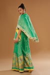 I Am Design Green Silk Embroidery, Sequins, Mirrors Open Printed Palazzo And Short Cape Set Online at Aza Fashions I Am Design_Green Silk Embroidery, Sequins, Mirrors Open Printed Palazzo And Short Cape Set _Online_at_Aza_Fashions