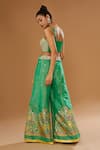 Shop I Am Design Green Silk Embroidery, Sequins, Mirrors Open Printed Palazzo And Short Cape Set at Aza Fashions Shop_I Am Design_Green Silk Embroidery, Sequins, Mirrors Open Printed Palazzo And Short Cape Set _at_Aza_Fashions