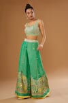 Buy I Am Design Green Silk Embroidery, Sequins, Mirrors Open Printed Palazzo And Short Cape Set Online at Aza Fashions Buy_I Am Design_Green Silk Embroidery, Sequins, Mirrors Open Printed Palazzo And Short Cape Set _Online_at_Aza_Fashions