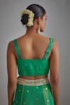 Shop I Am Design Green Silk Embroidery, Sequins, Mirrors Open Printed Palazzo And Short Cape Set Online at Aza Fashions Shop_I Am Design_Green Silk Embroidery, Sequins, Mirrors Open Printed Palazzo And Short Cape Set _Online_at_Aza_Fashions