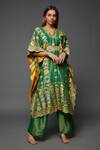 Buy I Am Design Green Silk Embroidery, Sequins, Mirrors V-neck Floret Print Kaftan Pant Set at Aza Fashions Buy_I Am Design_Green Silk Embroidery, Sequins, Mirrors V-neck Floret Print Kaftan Pant Set _at_Aza_Fashions