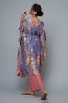 Shop_I Am Design_Purple Silk Embroidery, Sequins, Mirrors V-neck Bloom Print Kaftan Pant Set _at_Aza_Fashions
