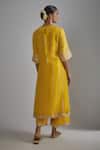 Shop_I Am Design_Yellow Silk Embroidery, Mirrors, Sequins Round Neck Floral Kurta Set _at_Aza_Fashions