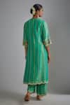 Shop I Am Design Green Silk Embroidery, Mirrors, Sequins Round Neck Stripe And Floral Kurta Set at Aza Fashions Shop_I Am Design_Green Silk Embroidery, Mirrors, Sequins Round Neck Stripe And Floral Kurta Set _at_Aza_Fashions