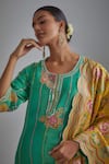 Buy I Am Design Green Silk Embroidery, Mirrors, Sequins Round Neck Stripe And Floral Kurta Set Online at Aza Fashions Buy_I Am Design_Green Silk Embroidery, Mirrors, Sequins Round Neck Stripe And Floral Kurta Set _Online_at_Aza_Fashions