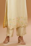 Buy_I Am Design_Ivory Silk Embroidery, Mirrors, Sequins Round Neck Stripe And Flora Kurta Set _Online_at_Aza_Fashions