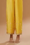 Buy_I Am Design_Yellow Silk Embroidery, Mirrors, Sequins, Foil Printing Flora Kurta Pant Set _Online_at_Aza_Fashions