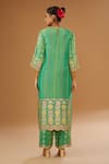 Shop I Am Design Green Silk Foil Printing V-neck Bloom Kurta Pant Set at Aza Fashions Shop_I Am Design_Green Silk Foil Printing V-neck Bloom Kurta Pant Set _at_Aza_Fashions