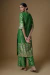 Shop_I Am Design_Green Silk V-neck Blossom Print Kurta Set _at_Aza_Fashions