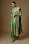 Buy_I Am Design_Green Silk V-neck Blossom Print Kurta Set _at_Aza_Fashions