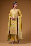 Buy_I Am Design_Yellow Silk Round Neck Bloom And Scallop Print Kurta Set _at_Aza_Fashions