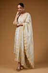 Buy_I Am Design_Ivory Silk Embroidery V-neck Blossom And Scallop Print Kurta Set _at_Aza_Fashions