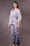 Buy_Rahul Singh_Ivory Cotton Collared, V-neck Block Print Shirt And Pant Set _Online_at_Aza_Fashions
