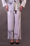 Rahul Singh_Ivory Cotton Embroidery, Metallic Thread Open Kantha Shacket And Trousers Set _Online_at_Aza_Fashions