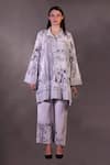 Buy_Rahul Singh_Ivory Cotton Embroidery Mandarin Collar Printed Tunic With Trouser _at_Aza_Fashions
