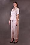 Buy_Rahul Singh_Ivory Silk, Cotton Collared Half Sleeve Shirt And Trouser Set _at_Aza_Fashions