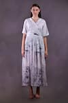 Buy_Rahul Singh_Ivory Cotton V-neck Printed Wrap Midi Dress _at_Aza_Fashions