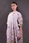 Rahul Singh_Ivory Cotton Collared Printed Floral Midi Dress _Online_at_Aza_Fashions