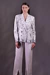Buy_Rahul Singh_Ivory Linen Embroidery V-neck Kantha Blazer And Trouser Set _at_Aza_Fashions