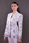 Rahul Singh_Ivory Linen Embroidery V-neck Kantha Blazer And Trouser Set _Online_at_Aza_Fashions