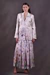 Buy Rahul Singh Ivory Silk, Cotton Embroidery V-neck Printed Jacket Skirt Set at Aza Fashions Buy_Rahul Singh_Ivory Silk, Cotton Embroidery V-neck Printed Jacket Skirt Set _at_Aza_Fashions