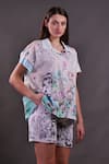 Rahul Singh_Ivory Cotton Collared Printed Shirt And Shorts Set _Online_at_Aza_Fashions