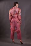 Shop_Rahul Singh_Pink Organza Collared Floral Print Shirt Trousers Set _at_Aza_Fashions