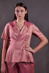 Buy_Rahul Singh_Pink Silk V-neck Matka Shacket And Trouser Set _Online_at_Aza_Fashions