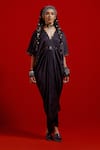 Buy_Aseem Kapoor_Black Tussar, Cotton, Silk Embroidery, Beads, Tassels Zuri Gilet With Dress _at_Aza_Fashions