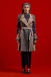 Buy_Aseem Kapoor_Blue Twill Embroidery, Beads, Tassels Hina Trench Coat _at_Aza_Fashions
