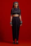 Buy_Aseem Kapoor_Black Beads, Tassels High Neck Hina Draped Skirt Set _Online_at_Aza_Fashions