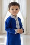 Buy Fayon Kids Blue Cotton Embroidery Kurta Pant Set Online at Aza Fashions Buy_Fayon Kids_Blue Cotton Embroidery Kurta Pant Set _Online_at_Aza_Fashions