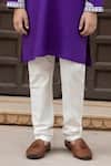 Fayon Kids_Purple Cotton Embroidery Kurta And Pant Set _Online_at_Aza_Fashions